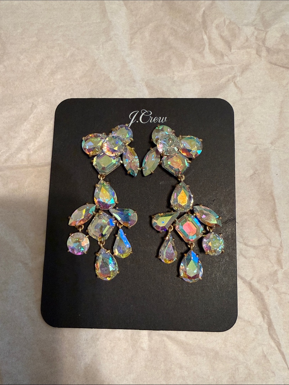 J. Crew Iridescent Crystal Chandelier Earrings - Aurora Sheen